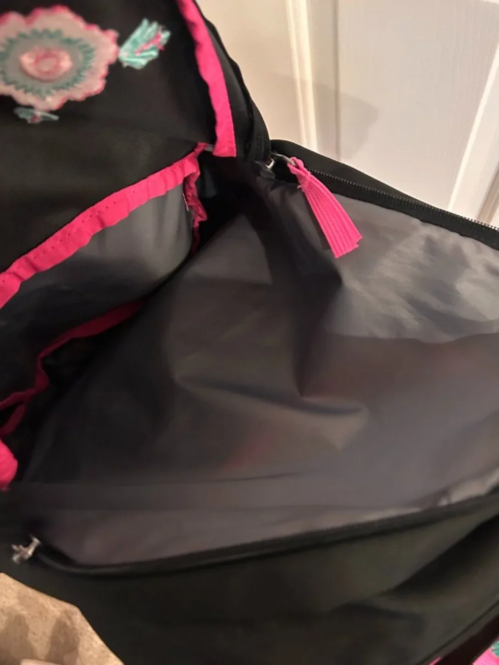 Jansport Trans Black Embroidered Floral Backpack